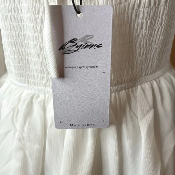 Byinns Square Neck Ruffle Dress Floral Print Tiered Tie Back Layered  Medium - Picture 10 of 12